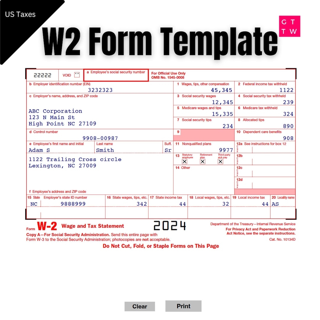 Free Printable W 2 Form