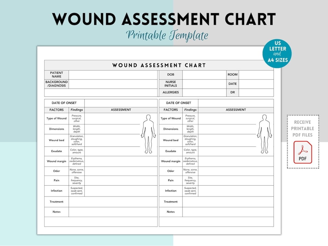 Wound Assessment Chart Wound Management Chart For Nurses Wound Chart For Carer Patient Assessment Skin Assessment Nursing Student Guide Etsy Australia